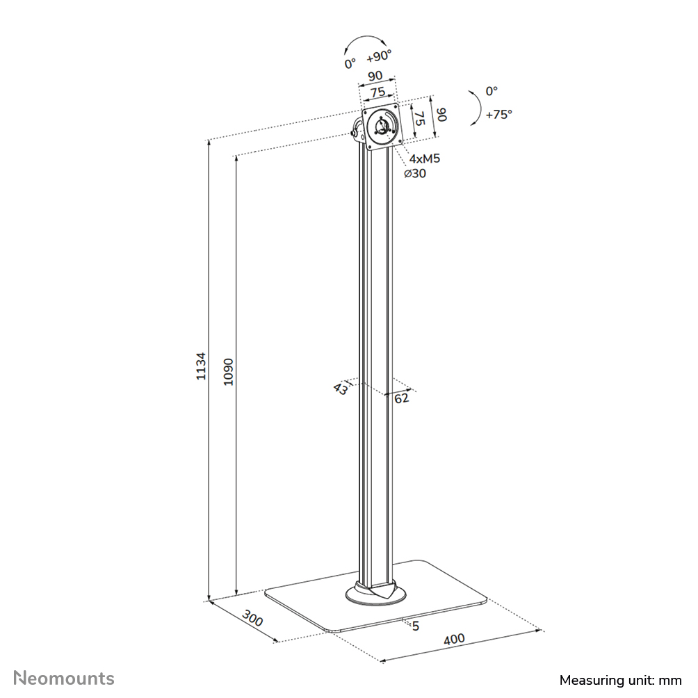 Neomounts FL15-627BL1 Tablet floor stand - max 3 kg | 6,6 lbs - lockable